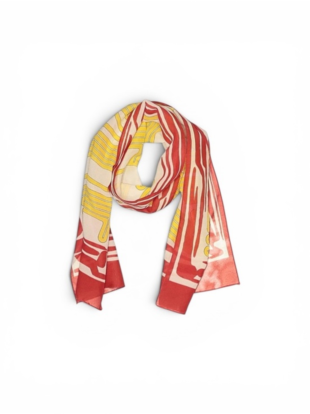 Stylish Red and Yellow Printed Women's Scarf